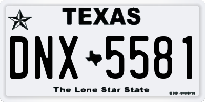 TX license plate DNX5581