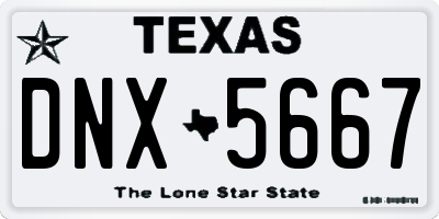 TX license plate DNX5667