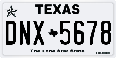 TX license plate DNX5678