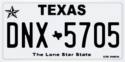 TX license plate DNX5705