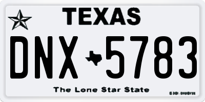 TX license plate DNX5783