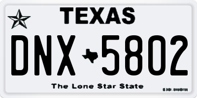 TX license plate DNX5802