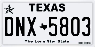 TX license plate DNX5803