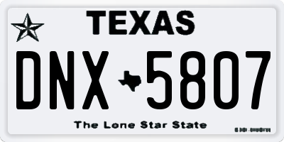 TX license plate DNX5807