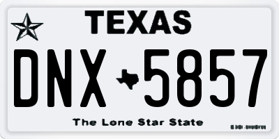 TX license plate DNX5857