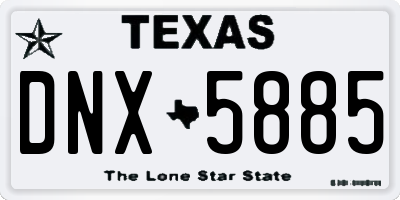 TX license plate DNX5885