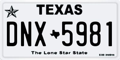 TX license plate DNX5981