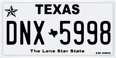 TX license plate DNX5998