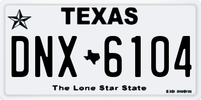 TX license plate DNX6104