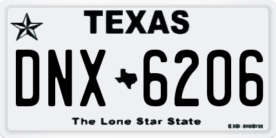 TX license plate DNX6206