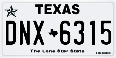 TX license plate DNX6315