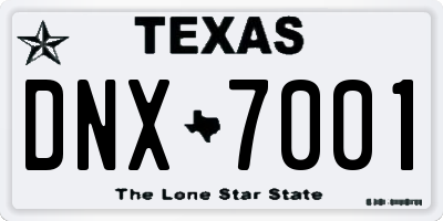 TX license plate DNX7001