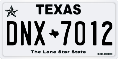 TX license plate DNX7012
