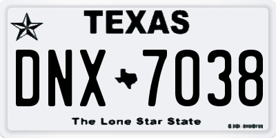TX license plate DNX7038