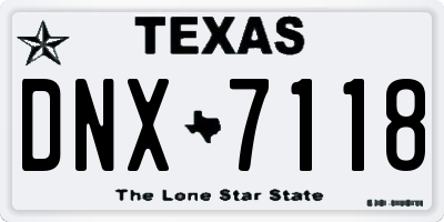 TX license plate DNX7118
