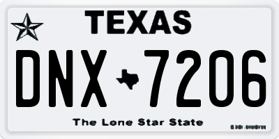 TX license plate DNX7206