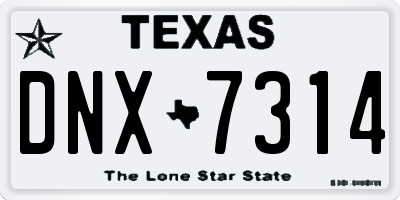 TX license plate DNX7314