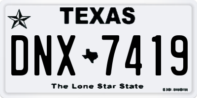 TX license plate DNX7419