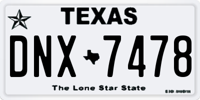 TX license plate DNX7478