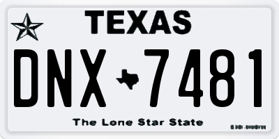 TX license plate DNX7481