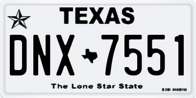 TX license plate DNX7551