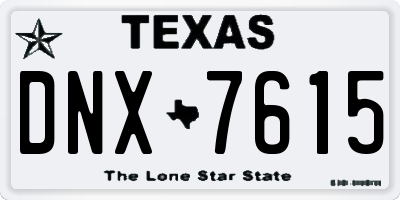 TX license plate DNX7615