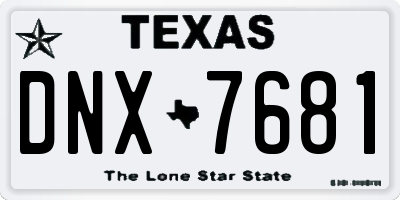 TX license plate DNX7681