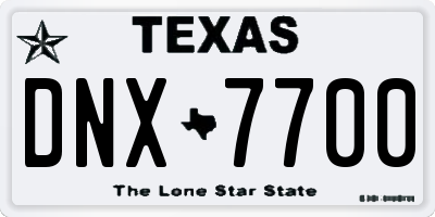 TX license plate DNX7700