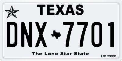 TX license plate DNX7701