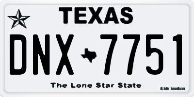 TX license plate DNX7751