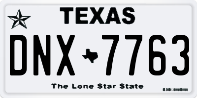 TX license plate DNX7763