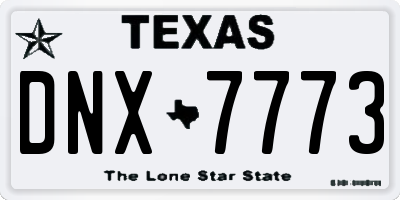 TX license plate DNX7773