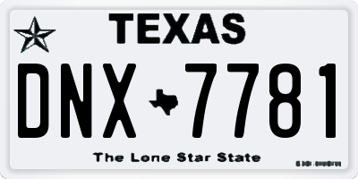 TX license plate DNX7781