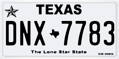TX license plate DNX7783