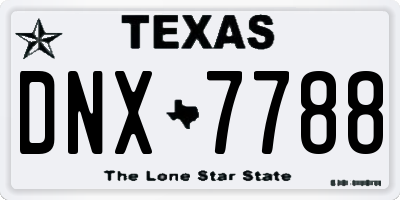 TX license plate DNX7788