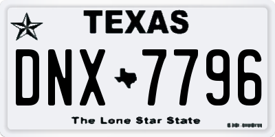 TX license plate DNX7796