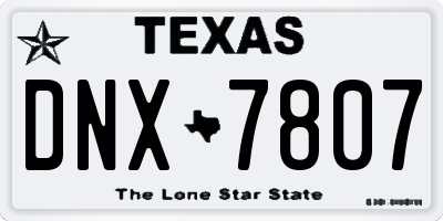 TX license plate DNX7807