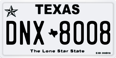 TX license plate DNX8008