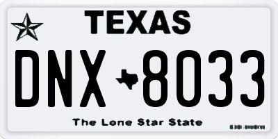 TX license plate DNX8033