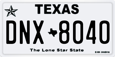 TX license plate DNX8040
