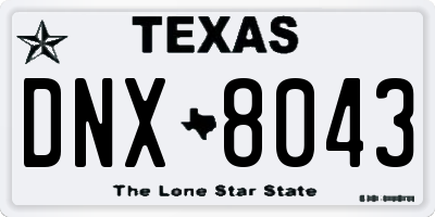 TX license plate DNX8043