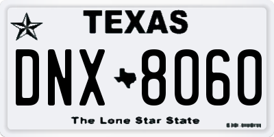 TX license plate DNX8060