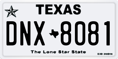 TX license plate DNX8081