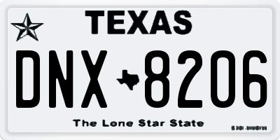 TX license plate DNX8206