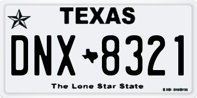 TX license plate DNX8321