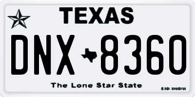 TX license plate DNX8360