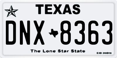 TX license plate DNX8363