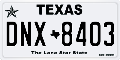 TX license plate DNX8403