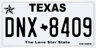 TX license plate DNX8409