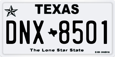 TX license plate DNX8501